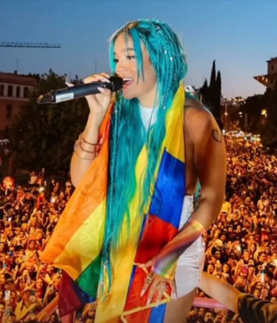 Karol G performed while Riding a float at madrid’s LGBTQ parade